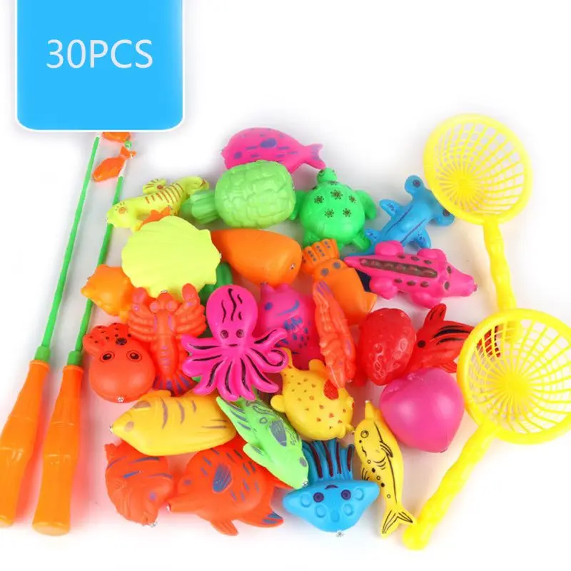 Juguetes de pesca magnéticos para niños, juego de caña de pescar de plástico, juego de agua, regalo educativo, 30/52 piezas