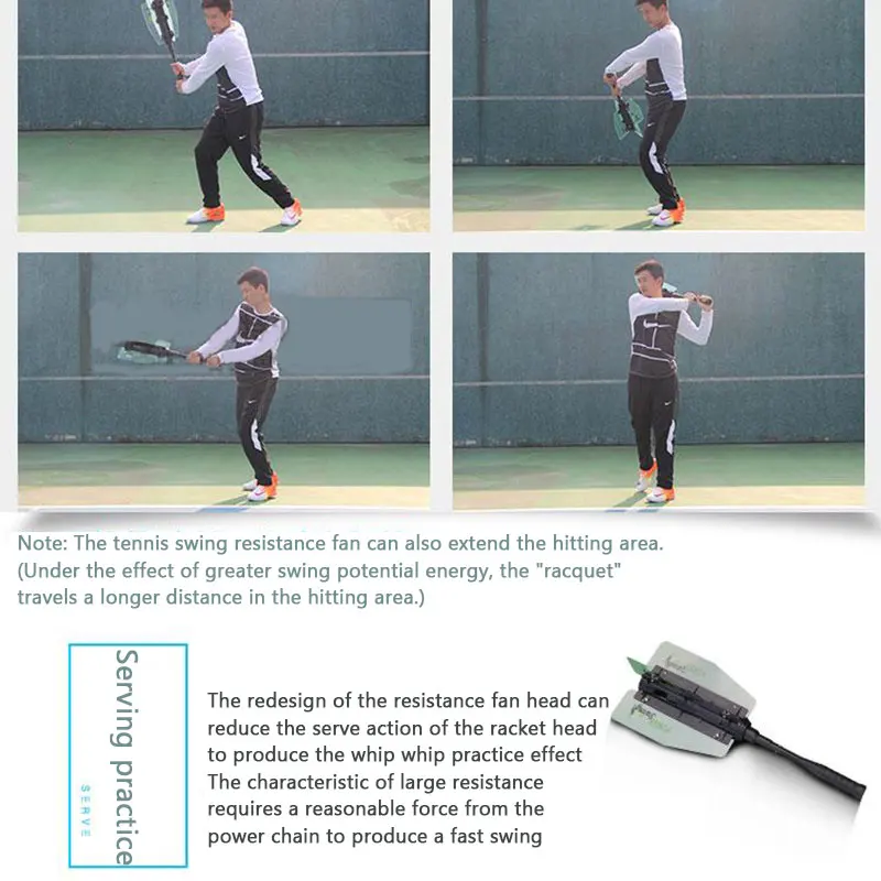 Professional Tennis Trainer, Resistance Paddle Racket Fan Trainer To Increase Swing Speed,  Power Accessories