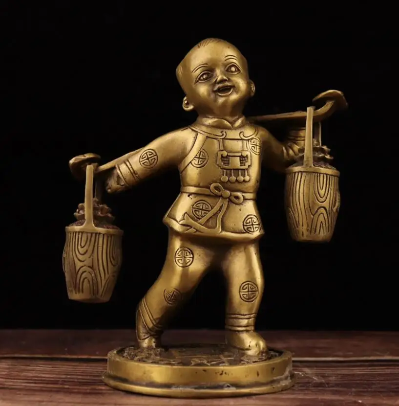 

China brass child send wealth crafts statue