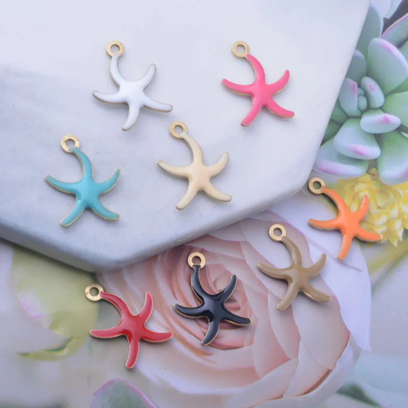 

30pcs 16*12mm Copper Both Side Enamelled Starfish Charms Bracelet Accessories Earring Findings