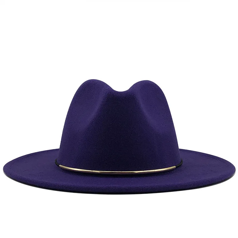 

Simple New Style Women Men Wool Felt Wide Brim Vintage Jazz Fedora Hat Delicacy Lady Party Spring Autumn Winter Panama Cap