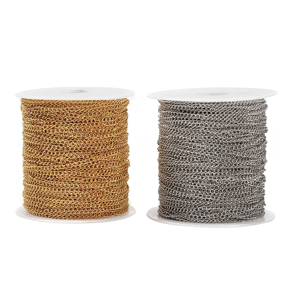 2 Meter Edelstahl-Verlängerungskette 2/3/4mm Gold Halsketten für Armbänder DIY Kettenzubehör Schmuckherstellung Handwerk – Detail 7