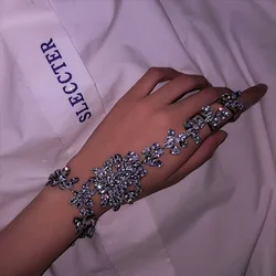 Luxury Cubic Zircon Finger Bracelet Femme Charm Pulseiras Punk Hand Chain Ring Bracelet For Women Indian Jewelry Gift Party