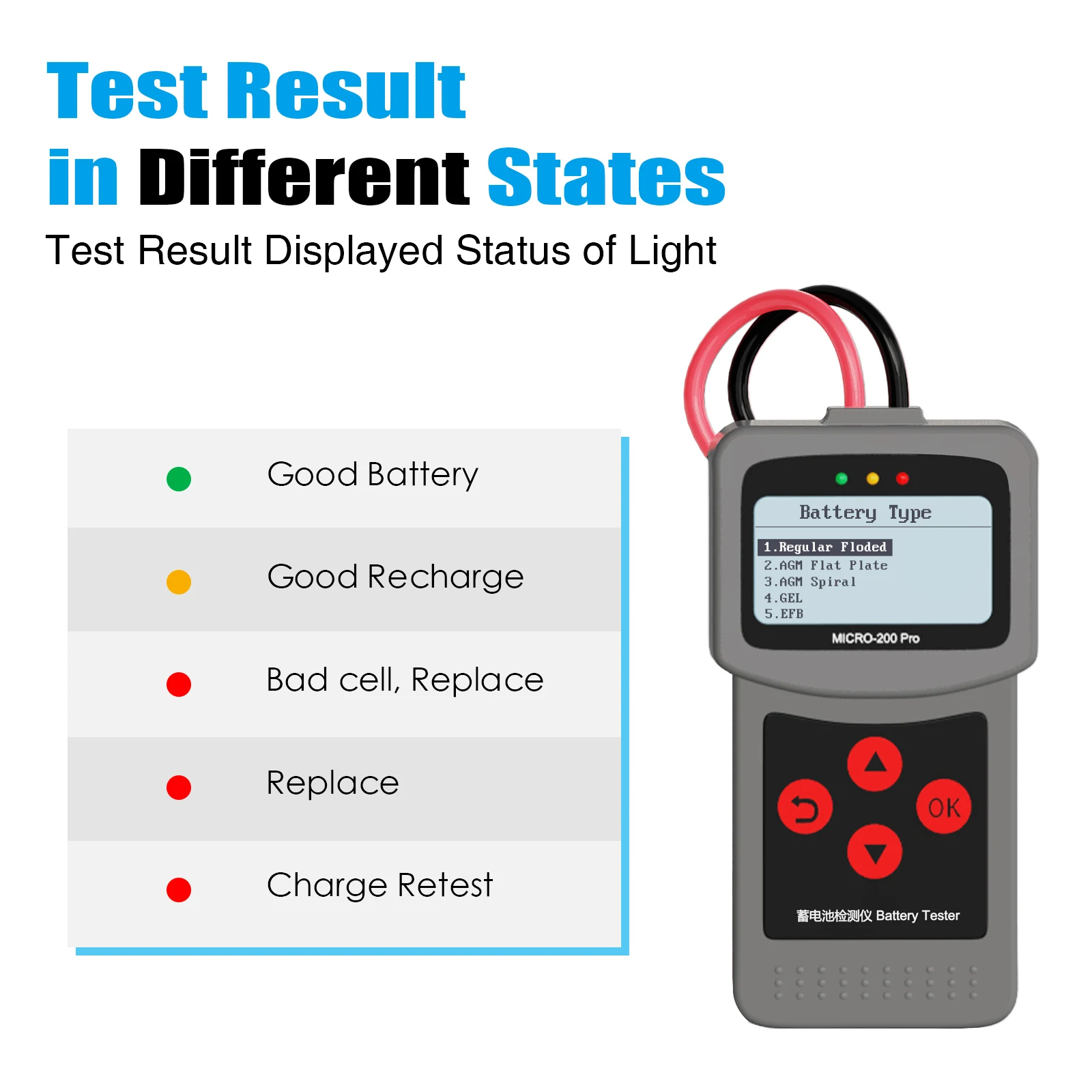 Lancol Micro200Pro 12V 24V Auto- und Motorrad-Batterietester 40 bis 2000CCA Startstrom- und Lade-Batterie-AGM-Gel-Kapazitätsanalysator-Werkzeuge – Detail 6