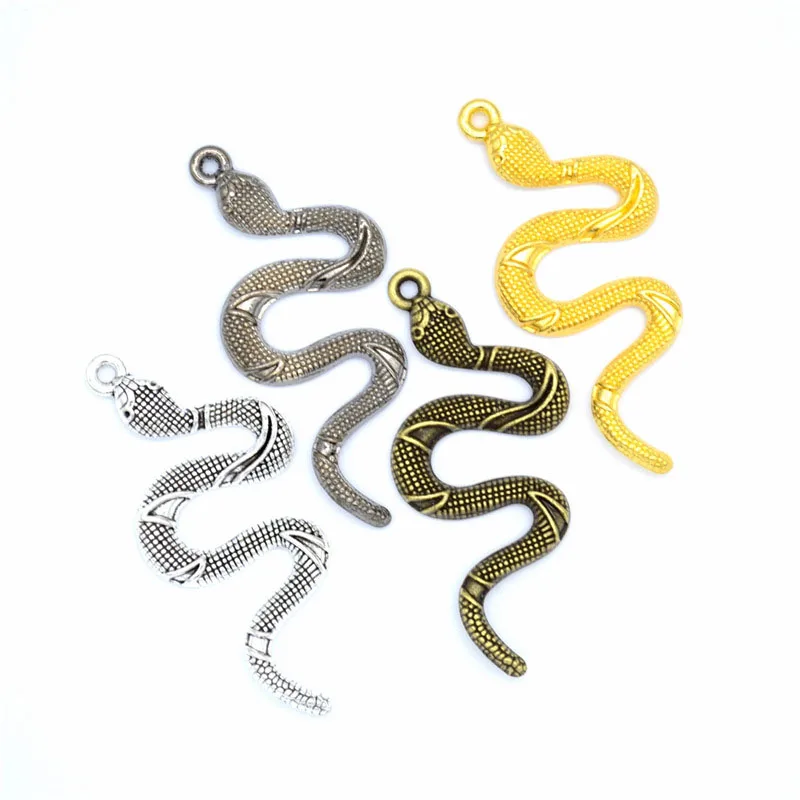 

2/5Pcs Nail Snake Shaped Charms Pendant DIY Craft Alloy Jewelry,Diamond Ancient Gold/Silver/Rose Gold/Black Gems Charms JS03