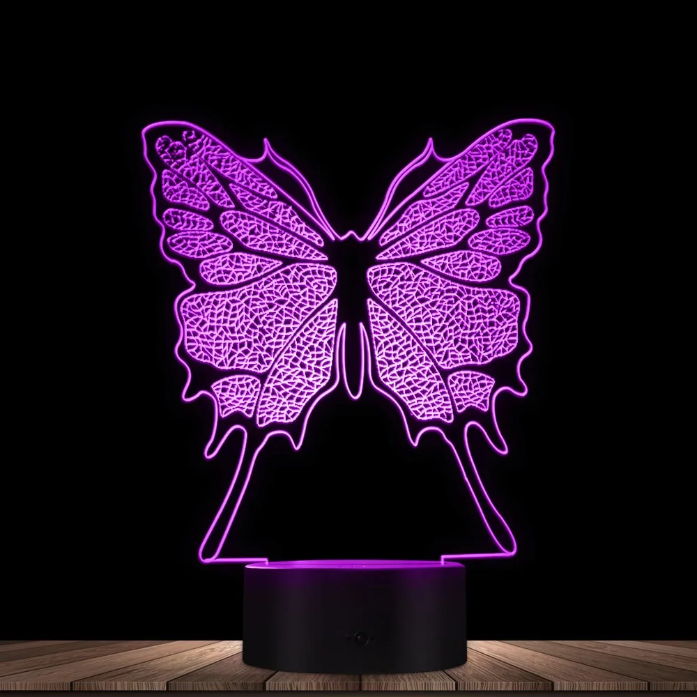 

3D Hologram Illusion Butterfly Fashion Modeling Nightlight Color Changing LED Table Light Novelty Baby Night Light Visual Lamp