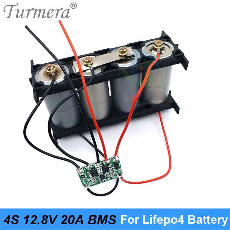 Turmera 4S 20A 12.8V 14.4V 32650 32700 Lifepo4 Battery Balanced BMS for Electric Boat Uninterrupted Power Supply 12V Car Battery