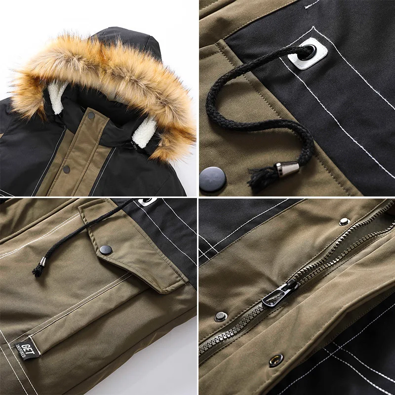 2021 Winter Coat Thicken Jacket Men Hooded Warm Lengthen Parka With Fur Hat Top Quality Casual Fleece Linner Overcoat Parkas Men