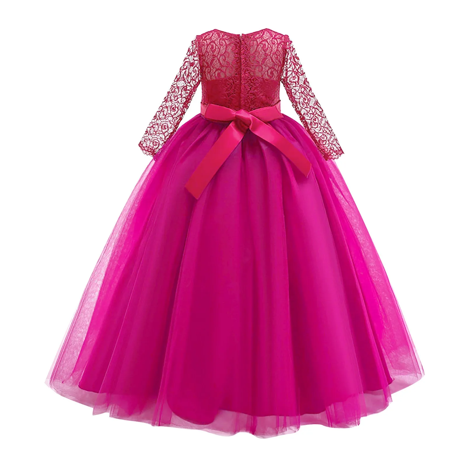 Child Girls Dress For New Year Lace Bowknot Princess Wedding Flower Girls Performance Formal Tutu Dress платье на новый год 2022