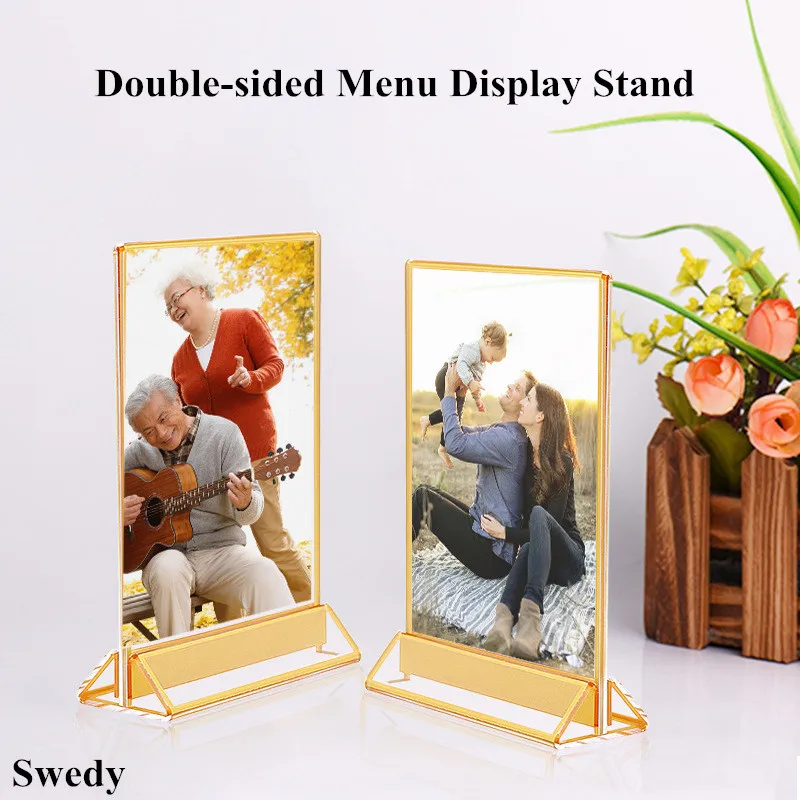 Clear Acrylic Sign Holder Display Stand Table Plastic Restaurants Menu Paper Card Holder Photo Poster Frame