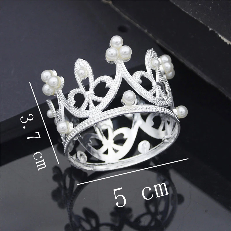 Wholesale Small Metal Crown for Women Birthday Prom Tiaras Pearls Hair Jewelry Cake Topper Ornaments Head Accessories
