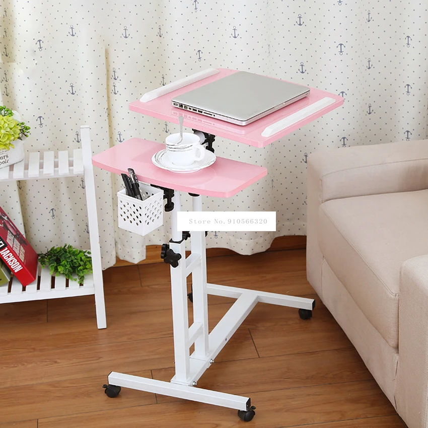 Mini Mordern Design Bed Side Table Desktop Adjustable Height Liftable For Laptop Desk Notebook Stand Tray With Wheel Movable