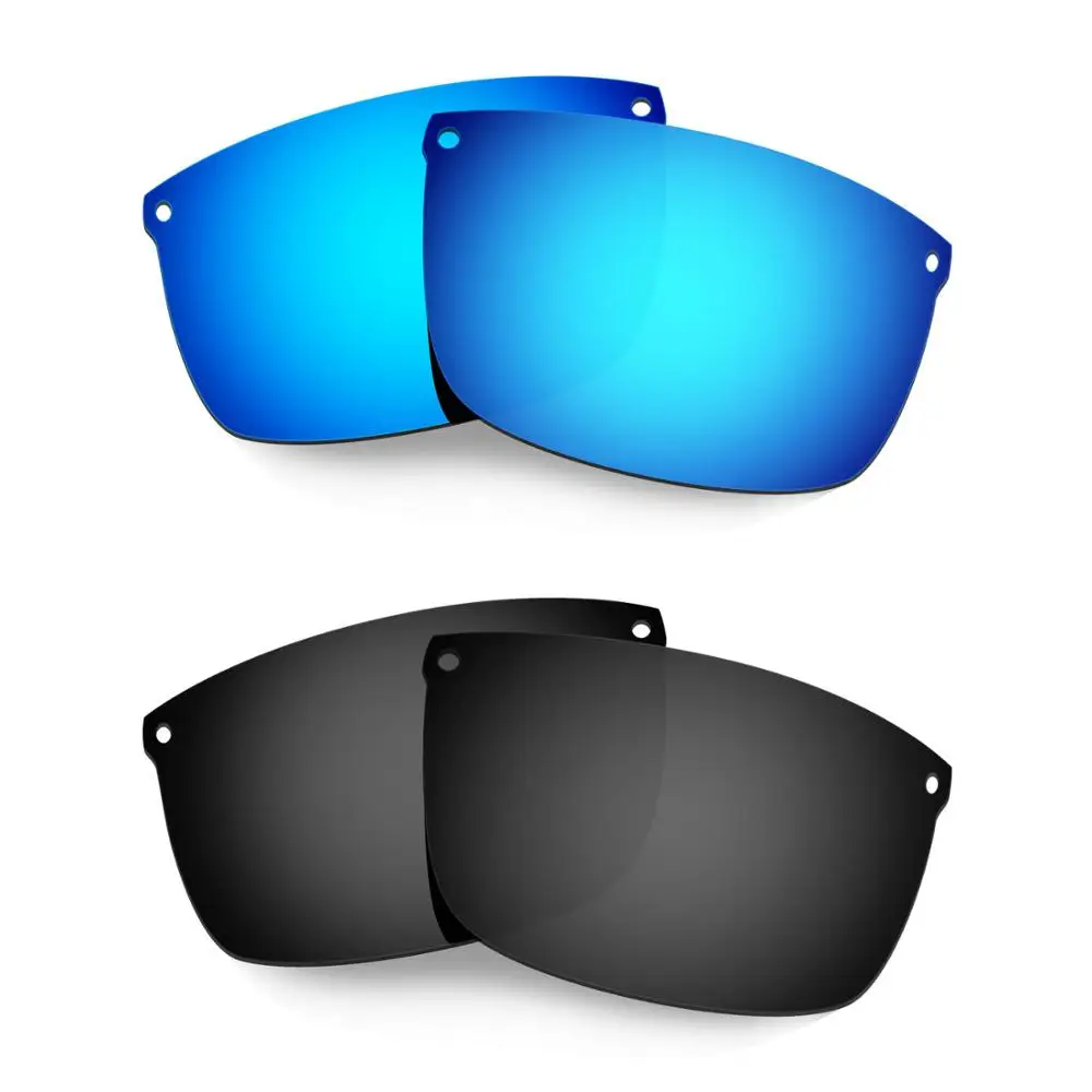 HKUCO For Carbon Blade Sunglasses Polarized Replacement Lenses 2 Pairs Blue & Black