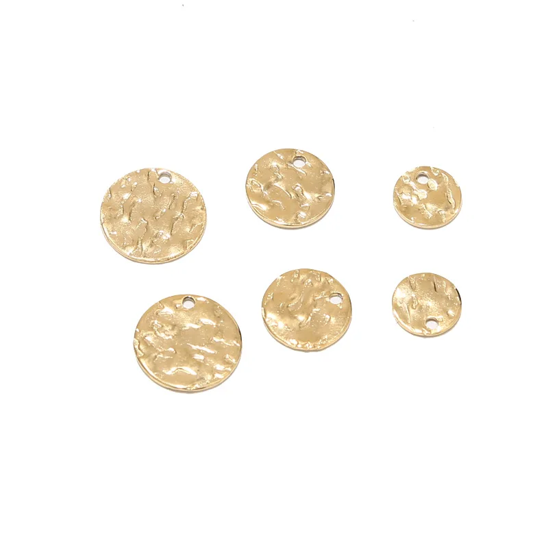 

20pcs/lot Hammered Disc Charms 8/10/12mm Gold Stainless Steel Round Blank Coin Pendents Connectors For DIY Jewelry Making