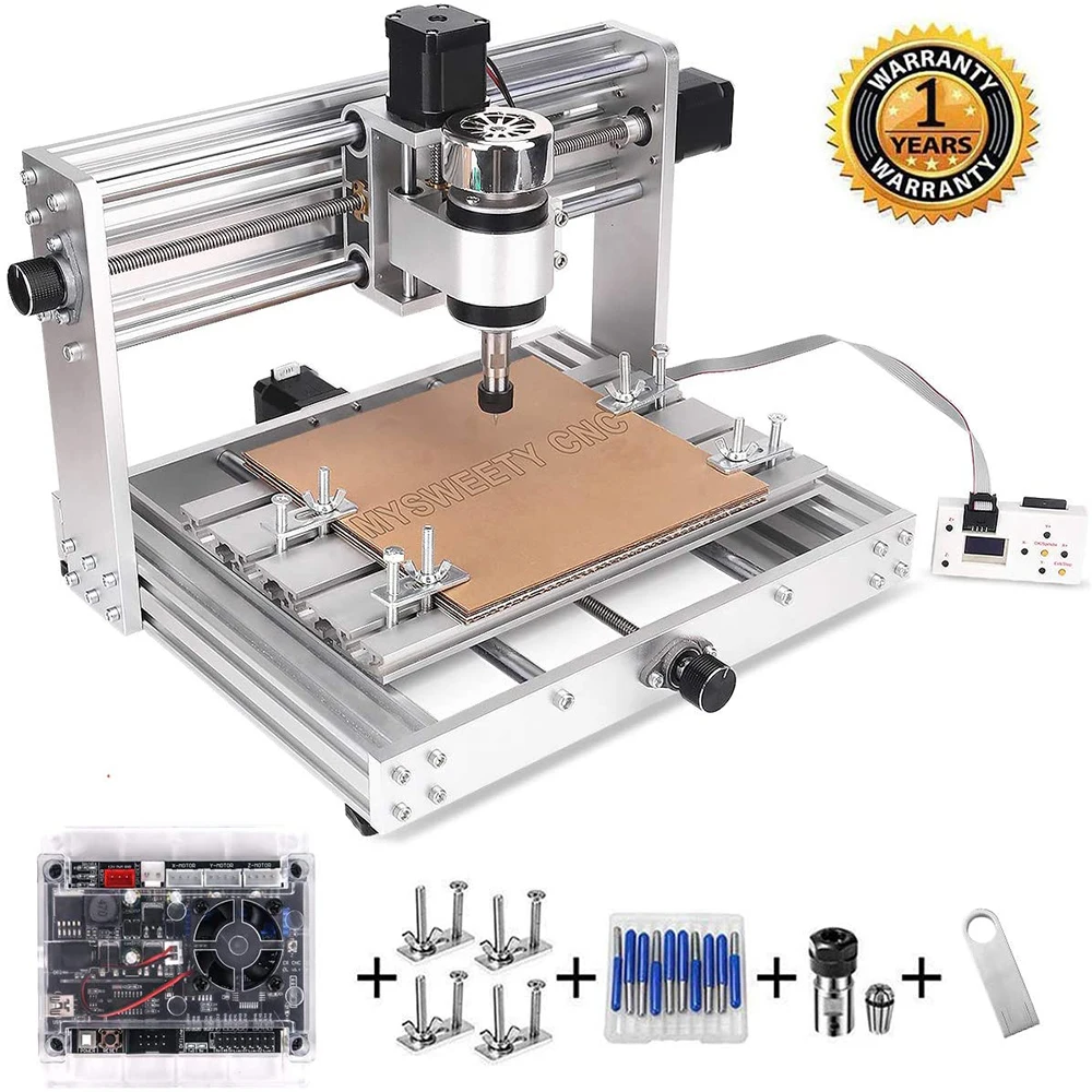 Gravador cnc 3018 pro max, eixo 200w, controle grbl, máquina cnc, 3 eixos, fresadora pcb, gravador de madeira