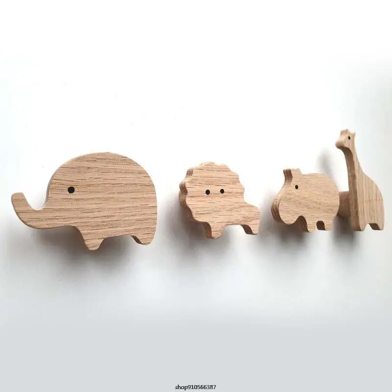 4pcs Solid Hooks Animal Patter Children Room Home Decoration Wall Hook Key Holder Nordic Hanger no17 21 Dropshipping