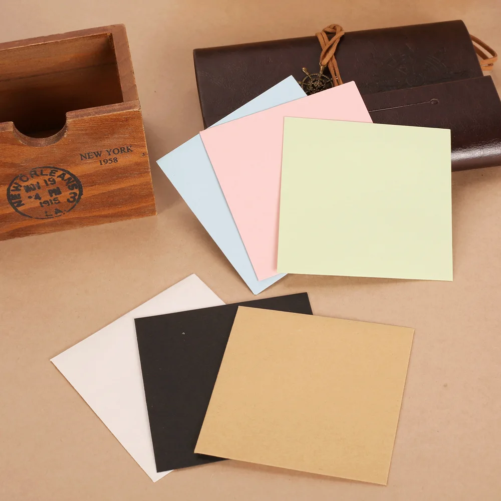 10*10cm 10pcs/lot Creative Blank Kraft Envelope For Card Letter Paper Gift Envelope Simple Color Mini Envelopes For Sticky Note