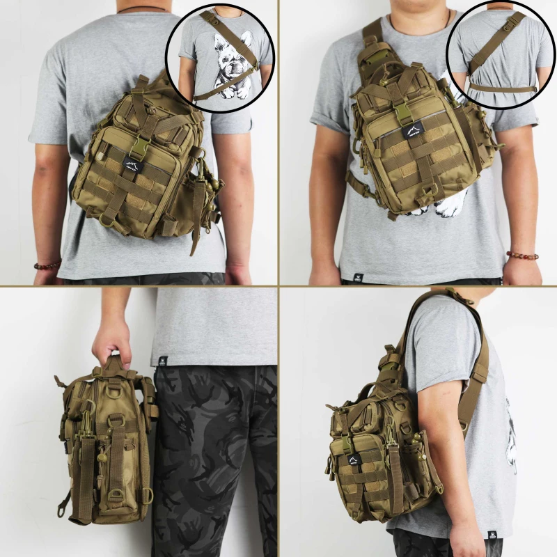 1000D Tactical Single Shoulder Bag Military Single Shoulder Backpack Army Molle Assault Sling Bag Small EDC One Strap Daypack