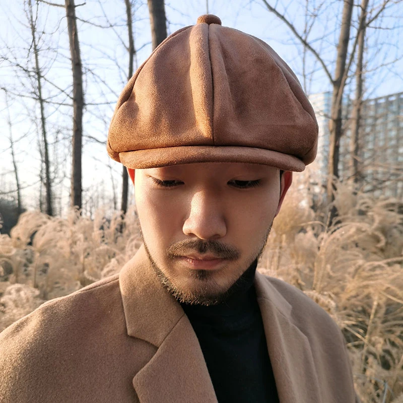 Retro Top Grade Suede Newsboy Caps Men Oversized head circumference Flat Caps Women British Gatsby Cap Autumn Winter Hat BLM223