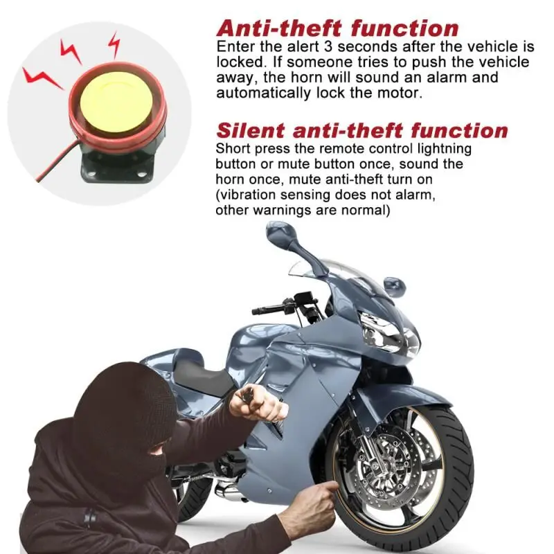 Motorcycle Burglar Alarm Smart Phone APP Control Remote Start Up Lock Unlock Vibration Warning Anti-theft