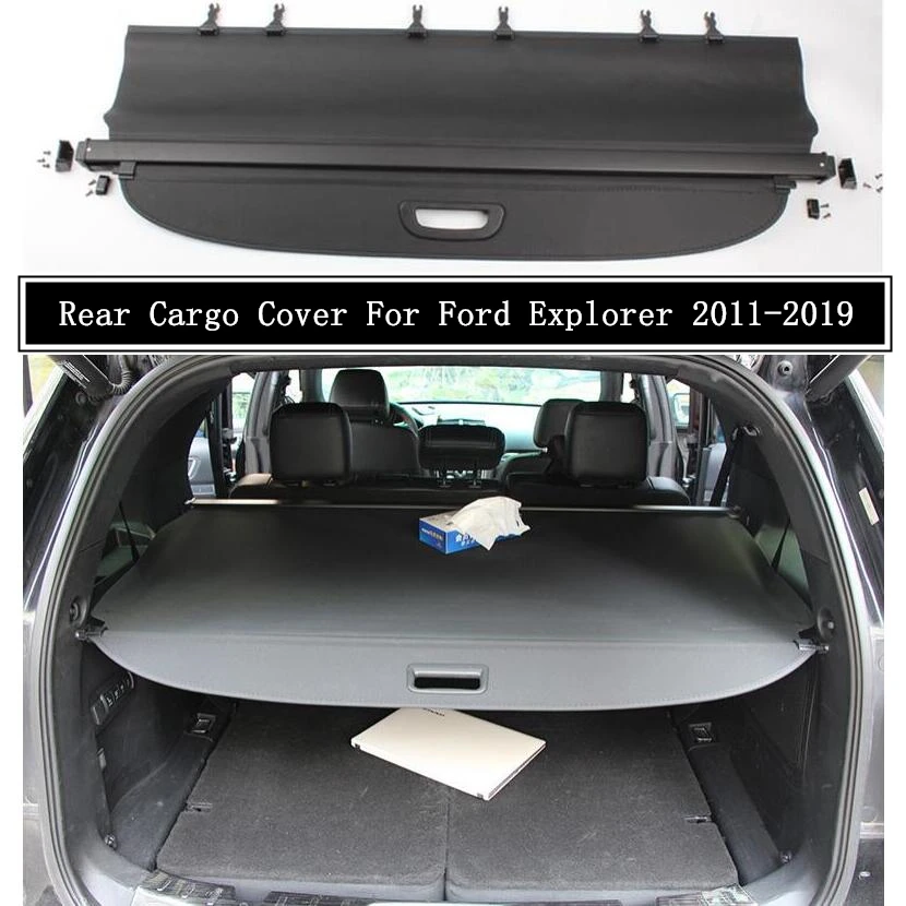 

Rear Cargo Cover For Ford Explorer 2011-2019 Partition Curtain Screen Shade Trunk Security Shield Auto Accessories Black