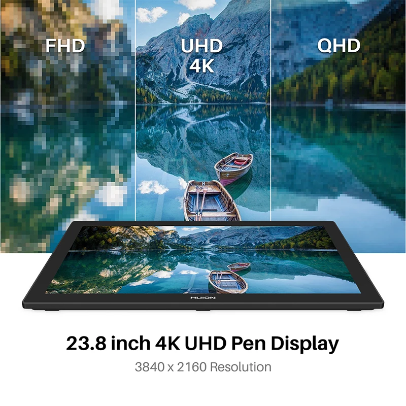 23.8 Inch Huion Kamvas Pro 24 4K Graphics Tablet Screen 140% sRGB Full-Laminated Professional Drawing Monitor Built-in Stand