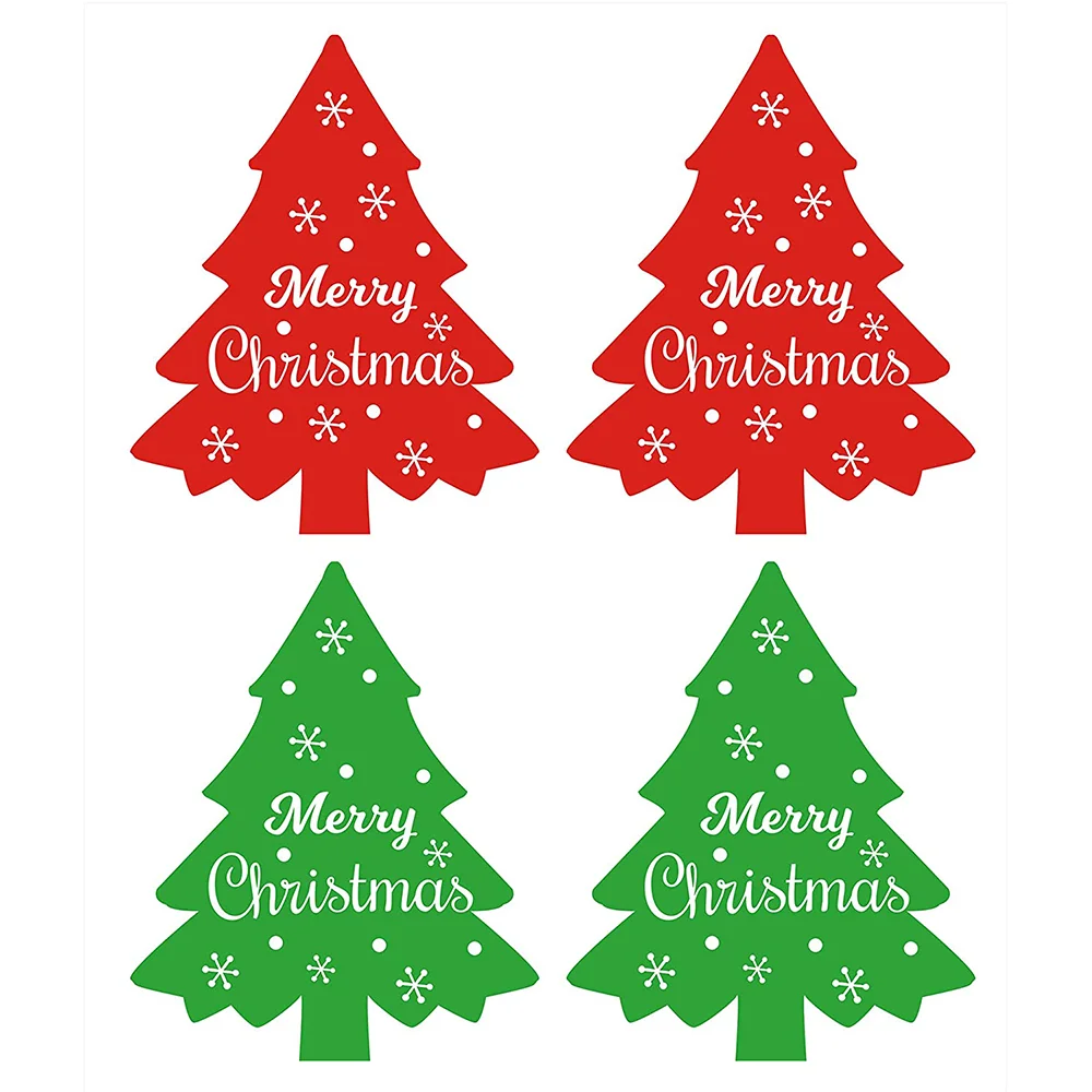 Merry Christmas Tree Stickers Seals Labels 2.2 x 1.8