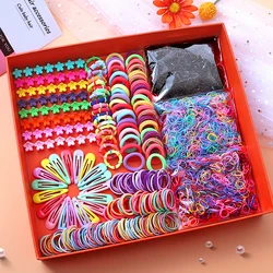 Cute Girls Colorful Hair Bands Set Nylon Elastic Rubber Bands Hair Accessories Children Ponytail Holder Scrunchies Baby Headband