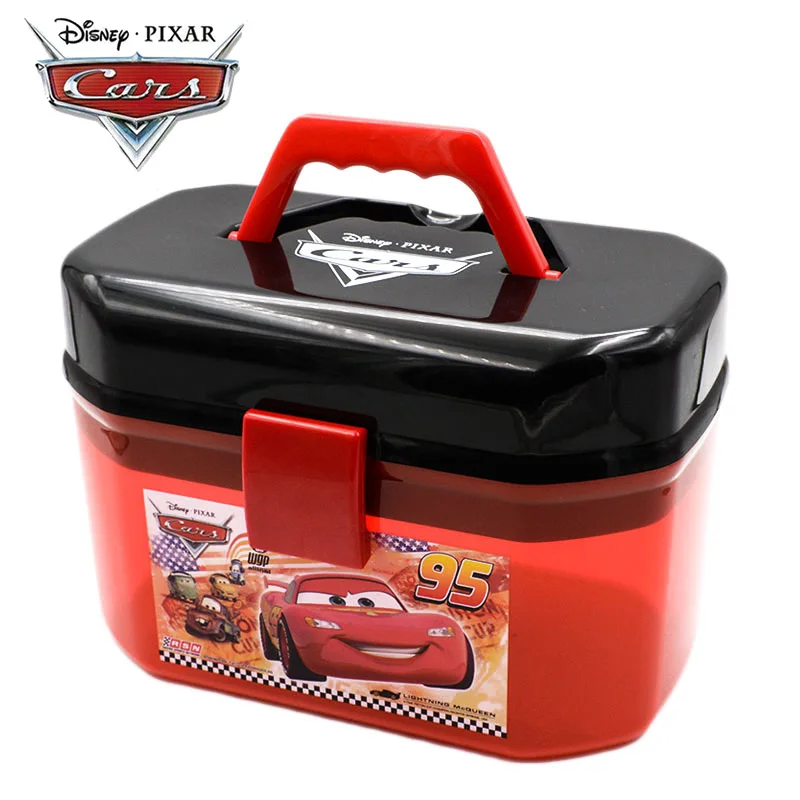 Original Disney Pixar Cars 2 3 Lightning Mcqueen Portable Storage Box Double Layers Car Parking Lot Toys Children Birthday Gift