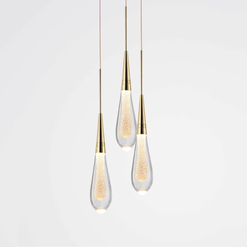 Customizable Post-Modern Crystal Glass led Pendant Lights Hanglamp Drop Light Restaurant lustre Bar Pendant Lamp Staircase Lamps