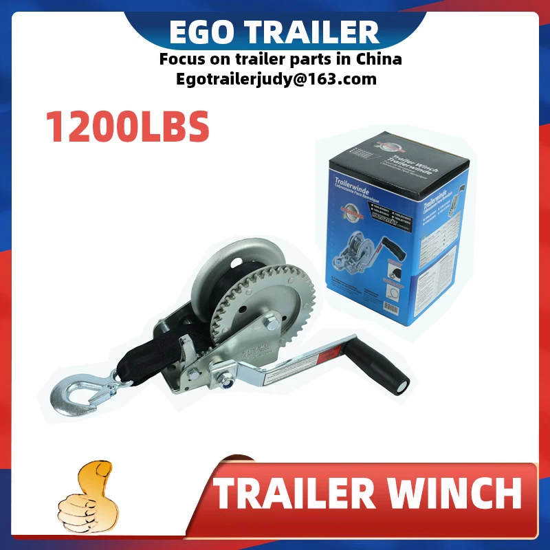 EgoTrailer Top quality Hand Winch 1200lbs/540KGS 6.1m Webbing Strap Car Boat Trailer winch