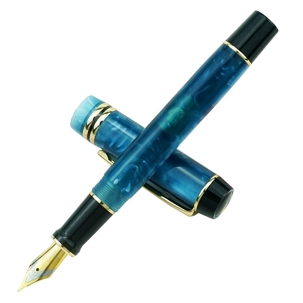 Imagem -03 - Kaigelu 316 Celulóide Azul Caneta Belos Padrões de Mármore Irídio ef f m Nib Caneta Escrita Presente para Negócios de Escritório Novo