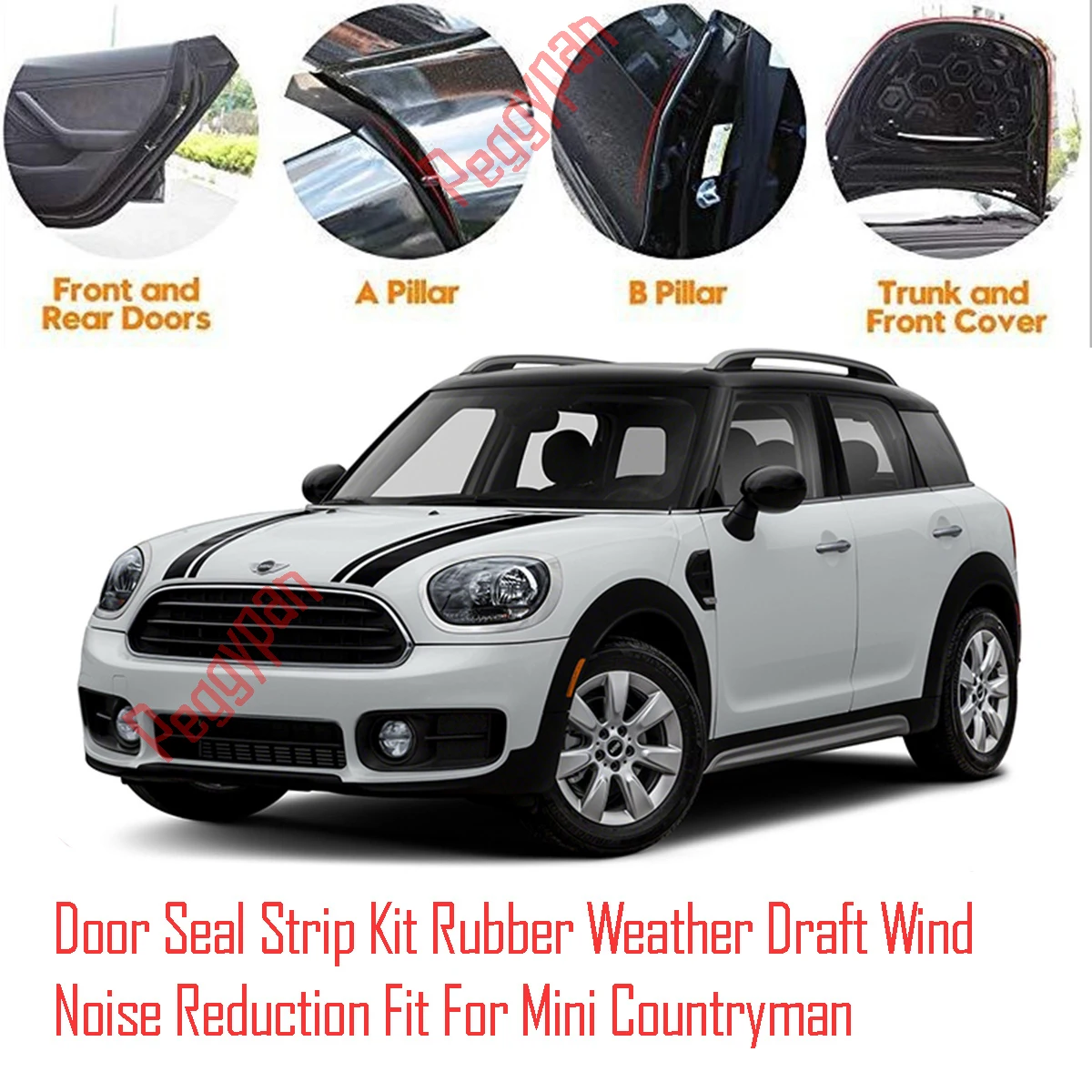 

Door Seal Strip Kit Self Adhesive Window Engine Cover Soundproof Rubber Weather Draft Wind Noise Reduction For Mini Countryman