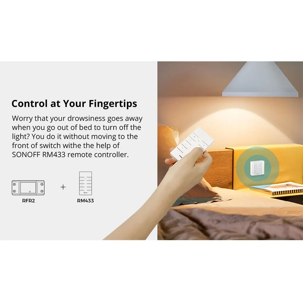 SONOFF BASICR2 RFR2 واي فاي 433 ميجا هرتز لتقوم بها بنفسك مفتاح ذكي وحدة تحكم في الضوء التحكم الصوتي مزامنة الحالة المشهد الذكي عبر eWeLink APP Alexa