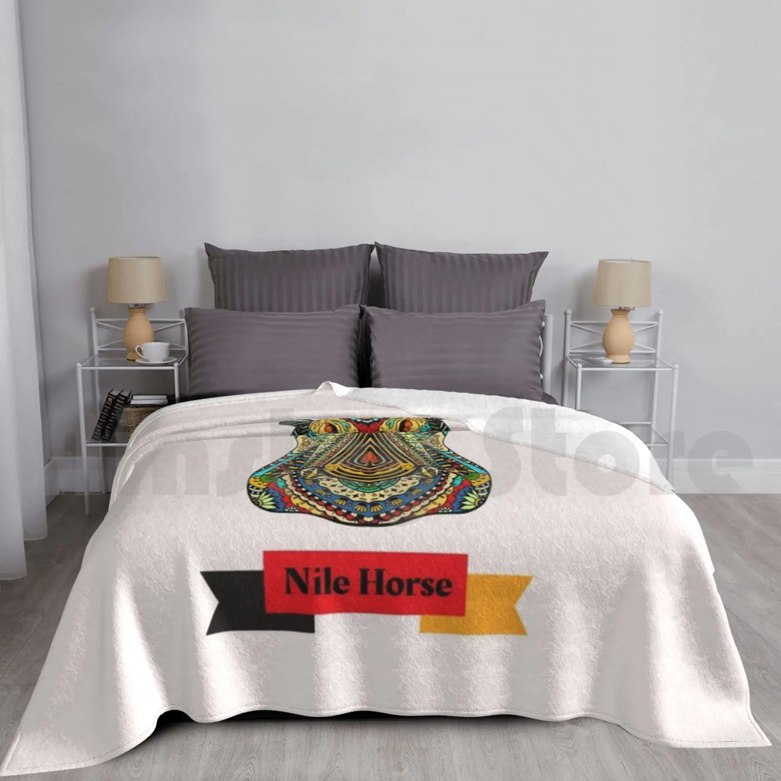 Hippo Nilpferd Nile Horse Zentangle German Wordplay Blanket For Sofa Bed Travel German Teacher Germany German