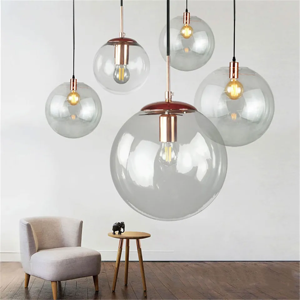 OSALADI Clear Glass Globe Lampshade – 5.1" Round Pendant Light Cover With 2.55-2.75" Fitter Opening, For Chandeliers & Wall Sconces