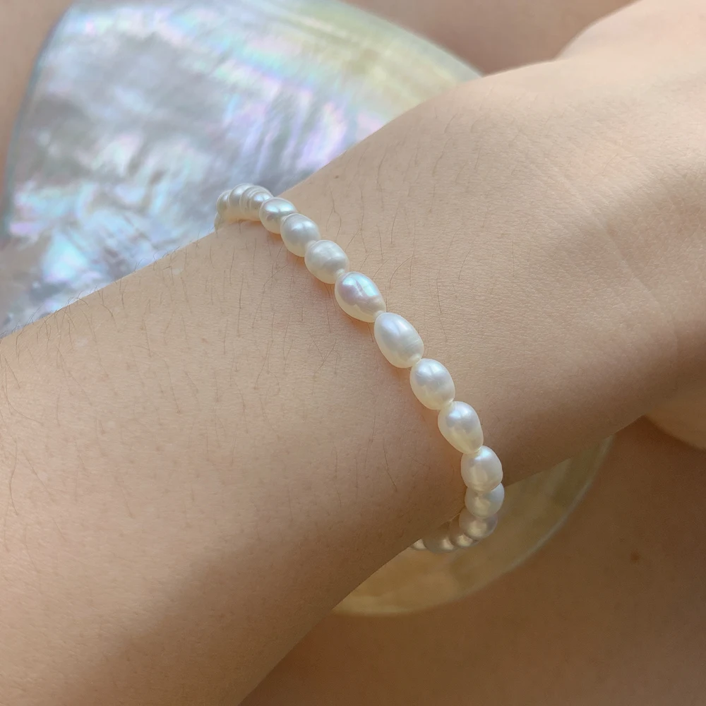 

Minimalist Lrregular Natural Freshwater Pearl Bracelet Temperament Beaded Bracelets For Women