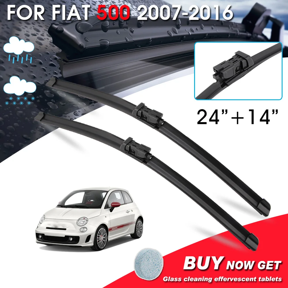 

BROSHOO Car Front Window Windshield Wipers Blade For Fiat 500 24"+14" LHD&RHD Car Model Year 2007-2016 Auto Accessories