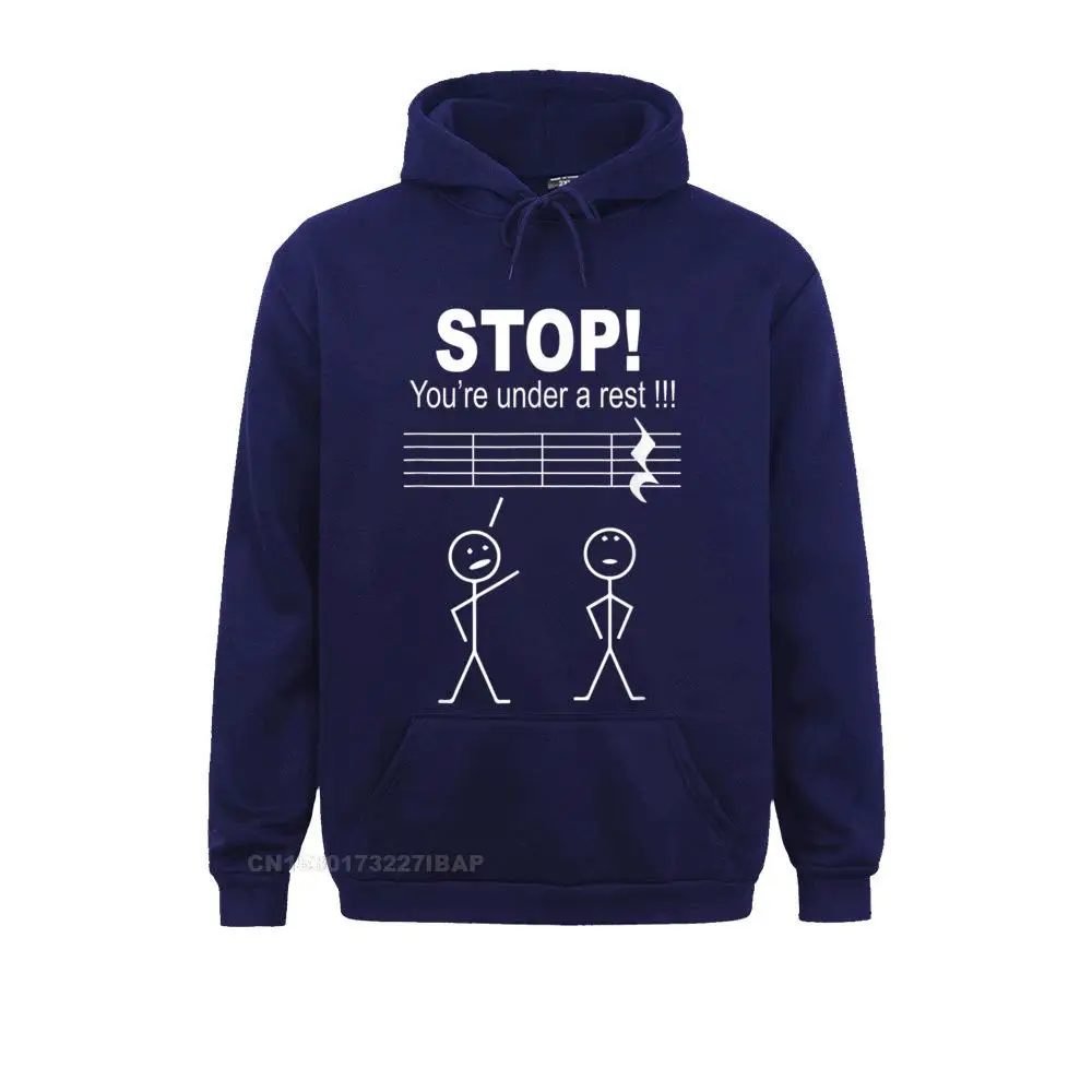 Stop You Are Under A Rest Funny Musician T Shirt Tee Men's Long Sleeve Sweatshirts Group Hoodies Hip Hop Chinese Style Clothes