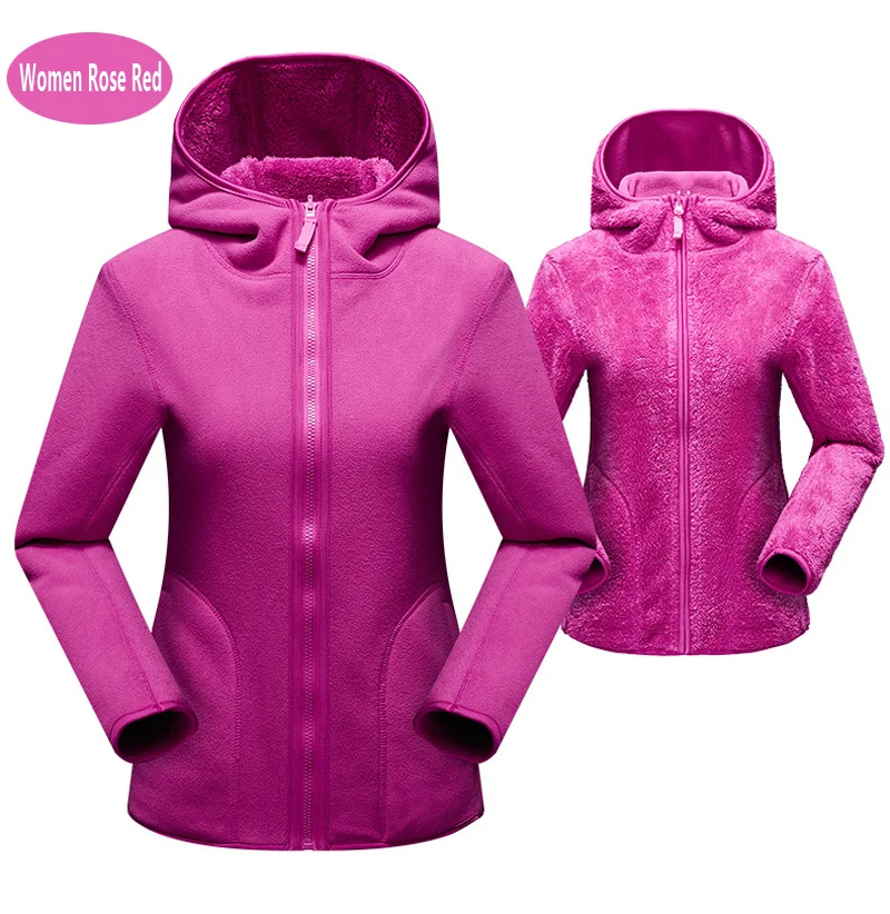 Unisex Reversible Hoodie Women Pullover Sweatshirts Winter Warm Polar/Coral Fleece Hooded Jacket Ladies Flannel Coat Hoody