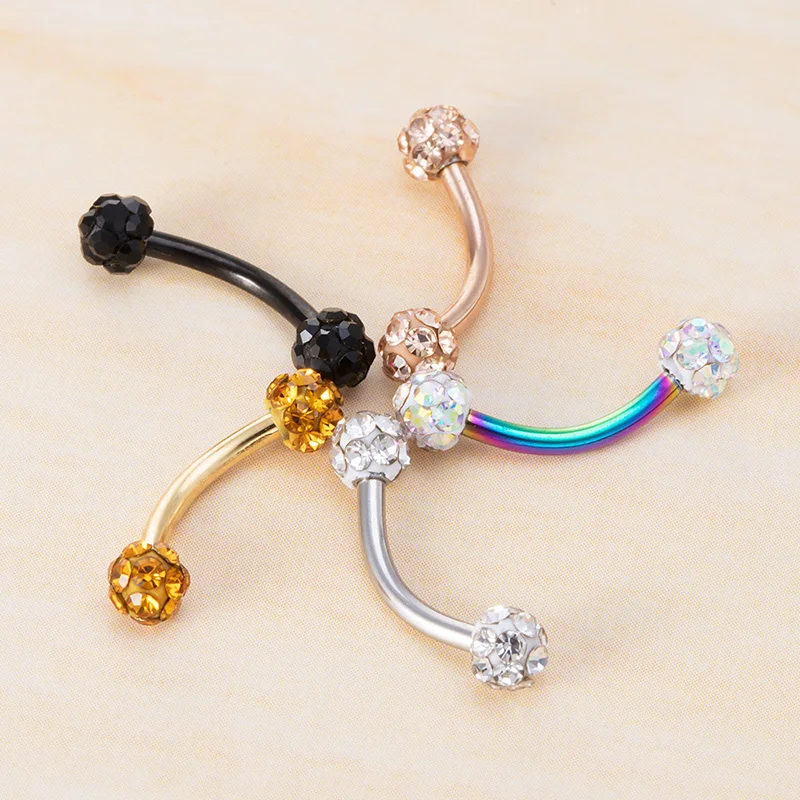 Bling Curved Barbell Eyebrow Rings Piercing