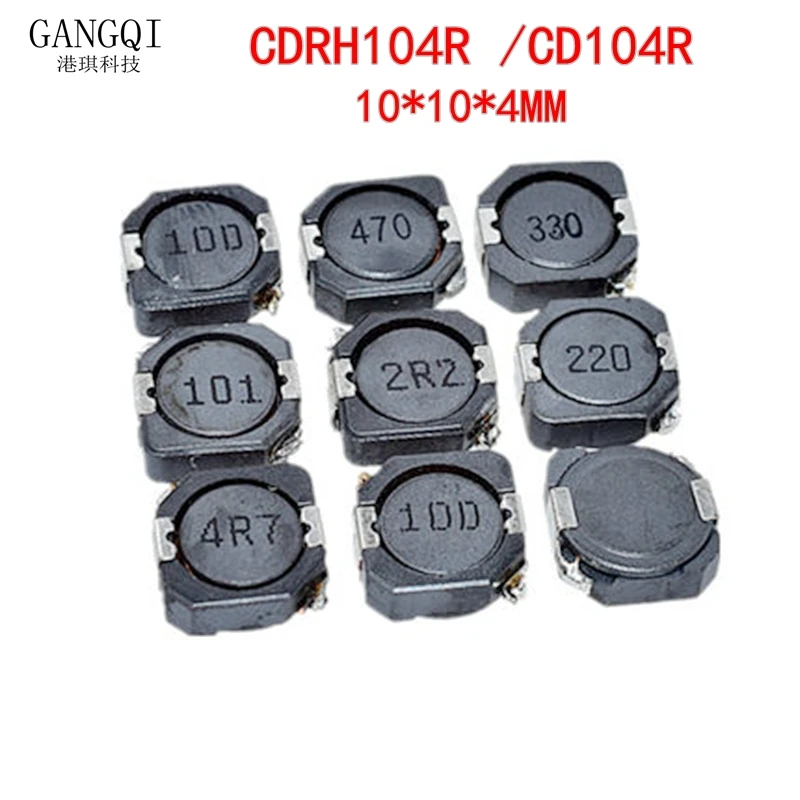 

10PCS/lot SMD Power Inductors CDRH104R CD104R 10*10*4MM 2.2UH 3.3UH 4.7UH 6.8UH 10UH 22UH 33UH 47UH 68UH 100UH 150UH 220UH 330UH
