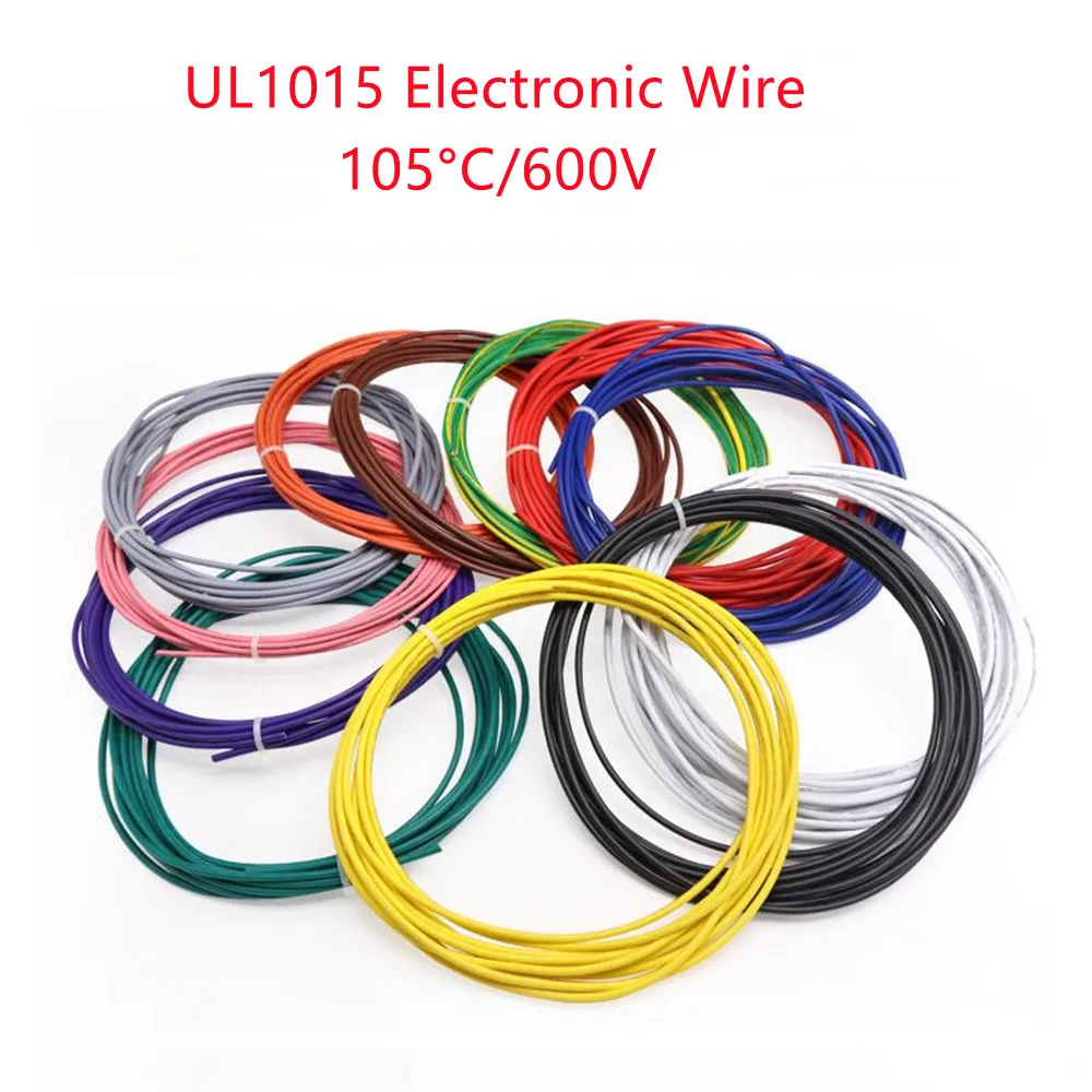 UL1015 PVC Tinned Copper Stranded Environmental Electronic Wire High Temperature Cable Cord 600V 105°C 24A 22 20 18 16 14AWG