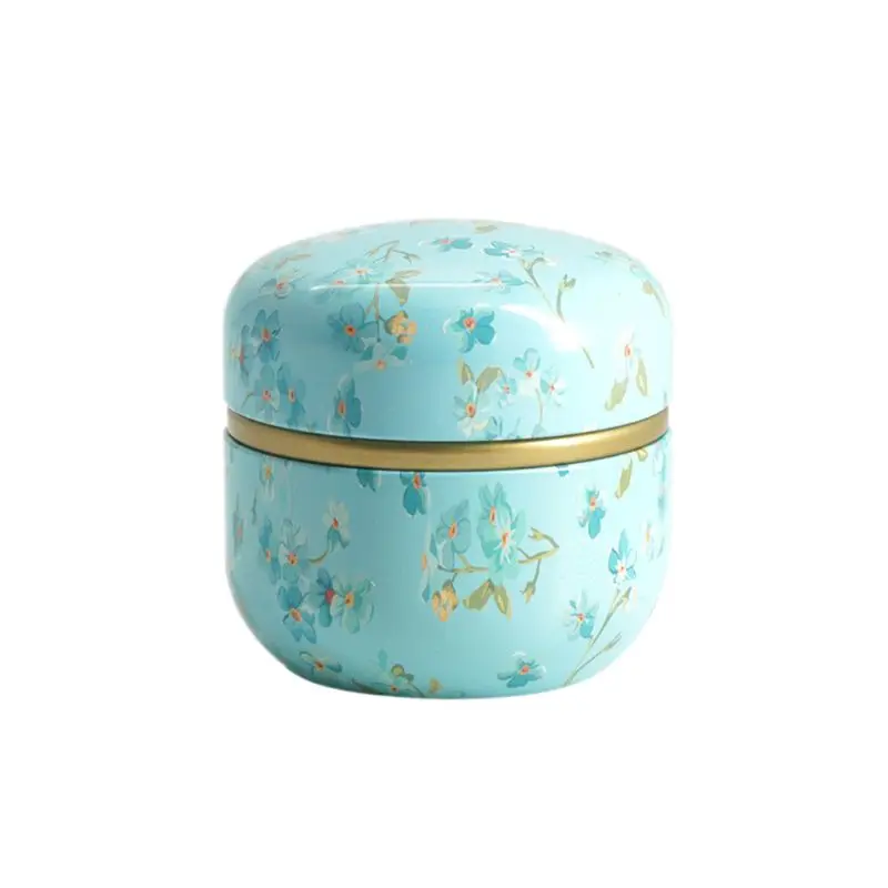 Flower Mini Tin Loose Tea Coffee Candy Storage Box Round Metal Case Wedding Favor Organizer Container Japanese Style X7YD