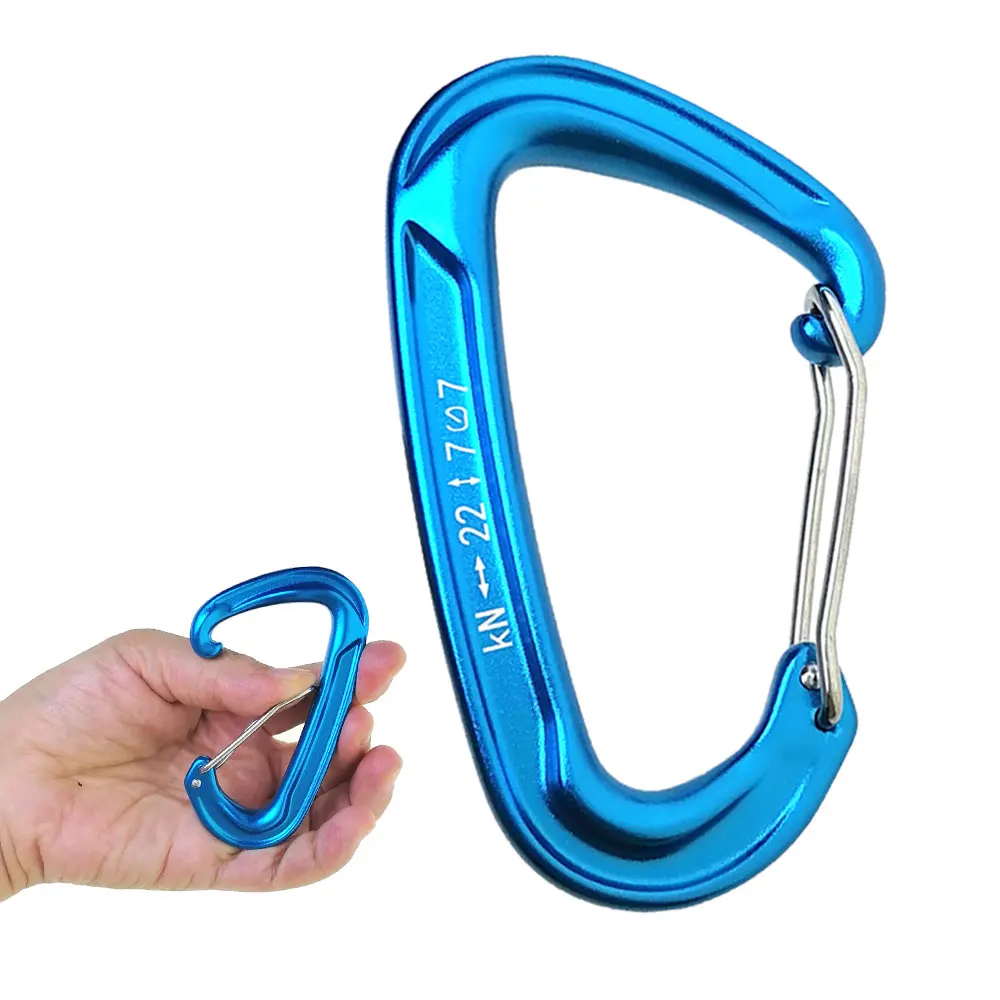 22KN Cammping Hiking Carabiner Aluminium Wire Gate Lock Rock Carabiner for Climbing Hiking Dog Hammock Spring Snap Hook