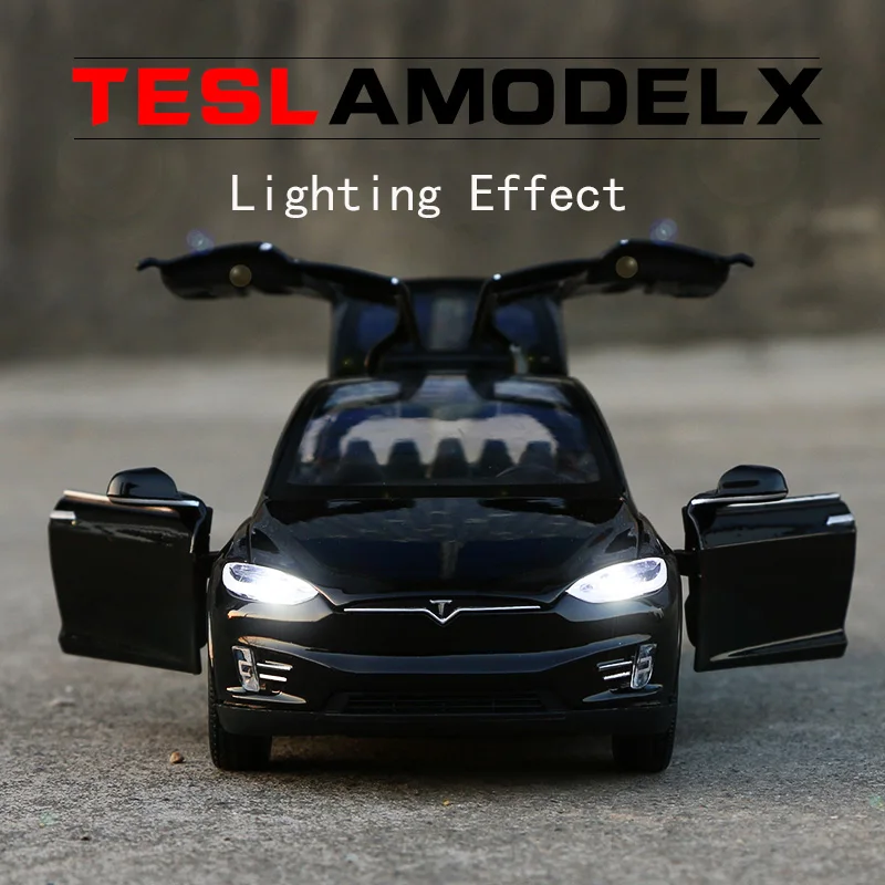 1:32Tesla Model X S Voiture Modèle En Alliage Moulé Sous Pression Voiture Voyage Support Sonore Rétractable Collection Jouet Voiture Pour Enfants De Noël