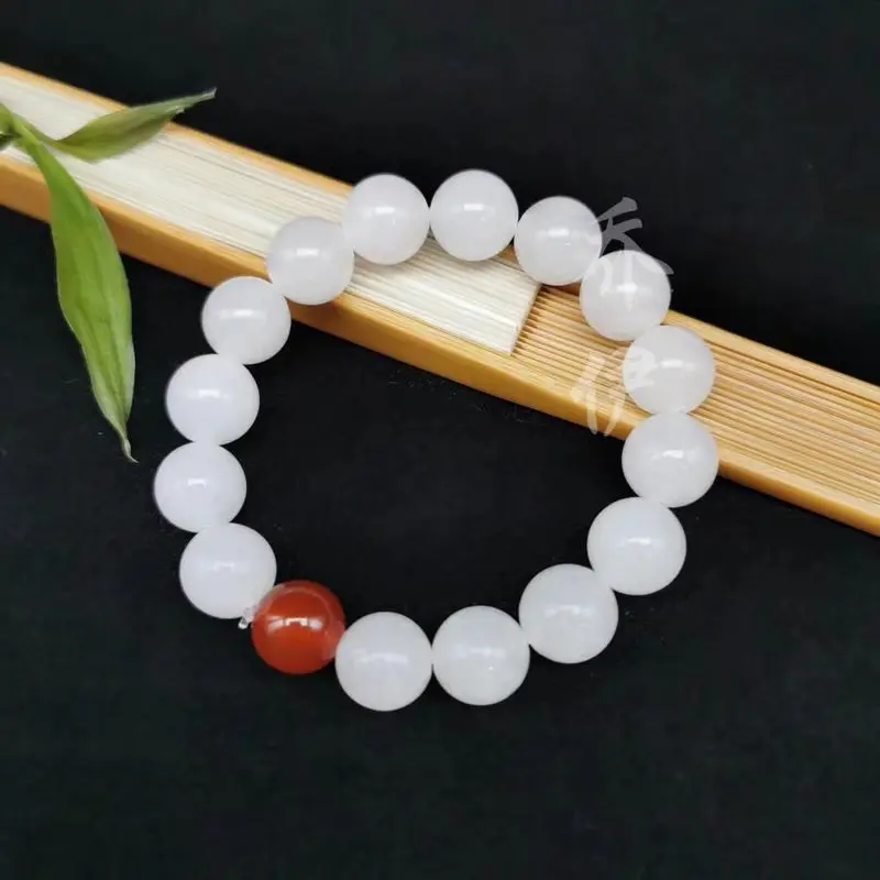 10mm pretty White Jade Mala Bead Bangle Amulet spirit sublimation bracelet