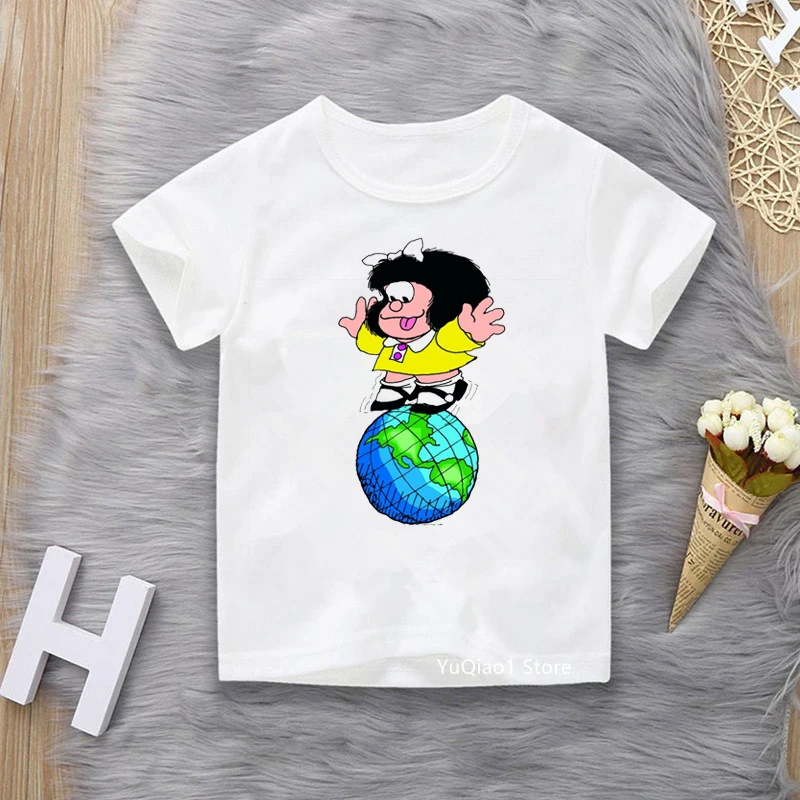 

Funny Mafalda T Shirt Children Harajuku Cute Comic Cartoon Short Sleeve Kawaii White Teen Kids Girls Graphic Tees Summer Clothes