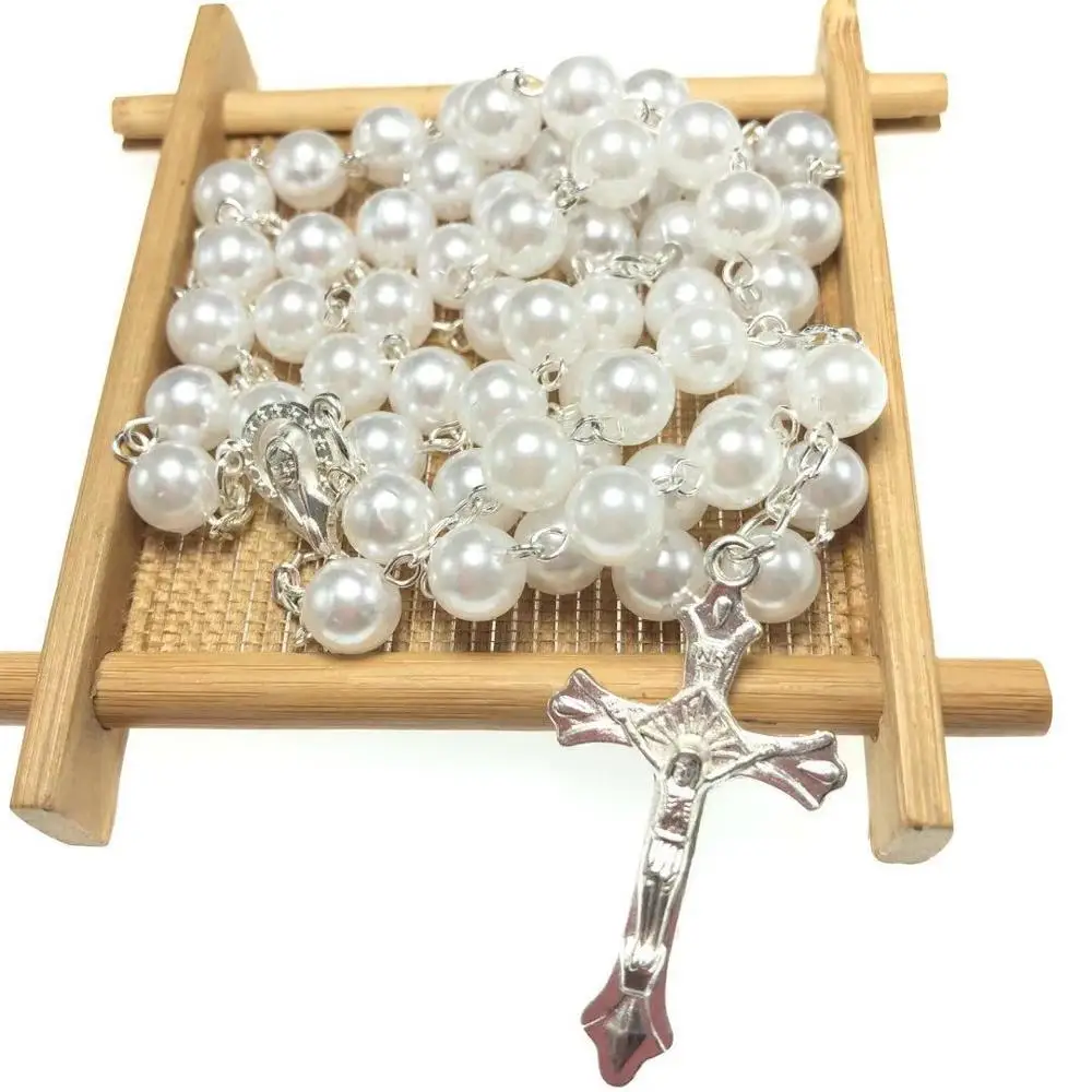 8mm abs plastic faux pearl bead rosasry,religious rosary chain/ rosary necklace/color bead rosary multi-colors availavle N1344