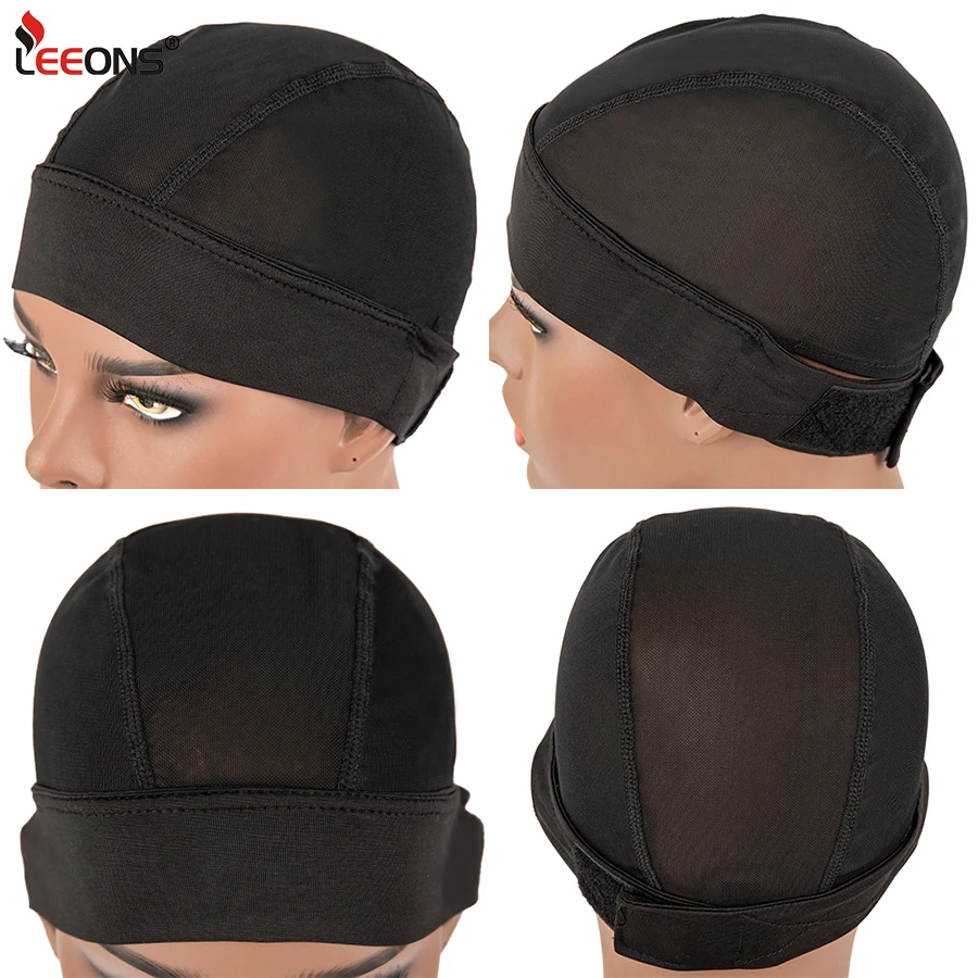 Edges Satin Headband Wig Cap For Making Wigs With Adjustable Hook&Loop Meidum Size Diy Black Dome Weaving Mesh For Women Girls